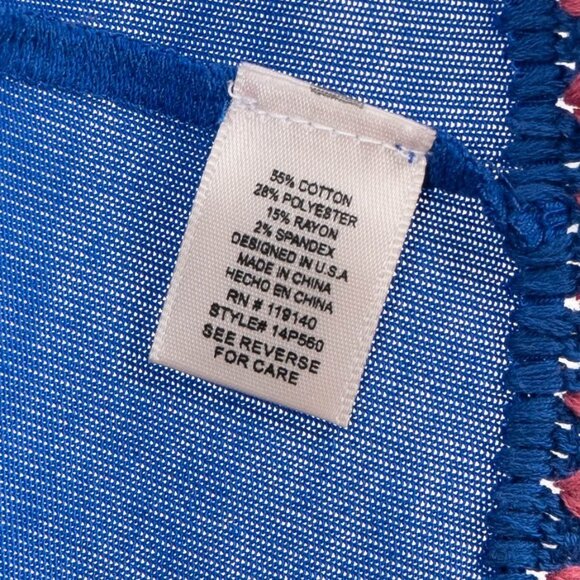 Double Zero Cardigan Crochet Trim S Womens New Blue Open Front Cardigan Cotton - Picture 5 of 6